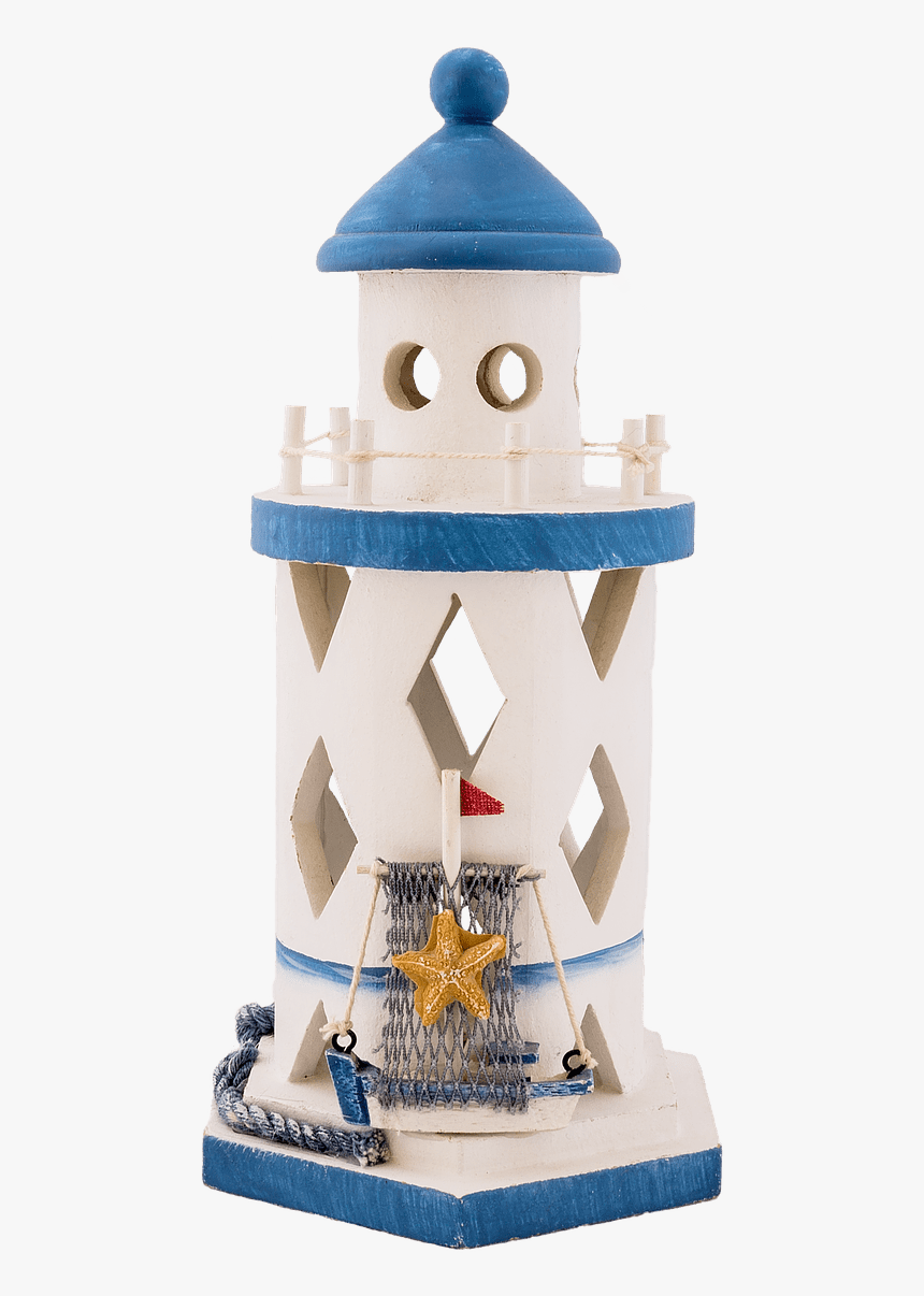 Lighthouse White And Blue Toy - Lighthouse Figurine Png, Transparent Png, Free Download