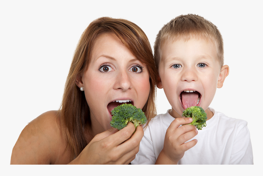 Picture Of Mother And Son Eating Broccoli - Mother And Child Eating Png, Transparent Png, Free Download