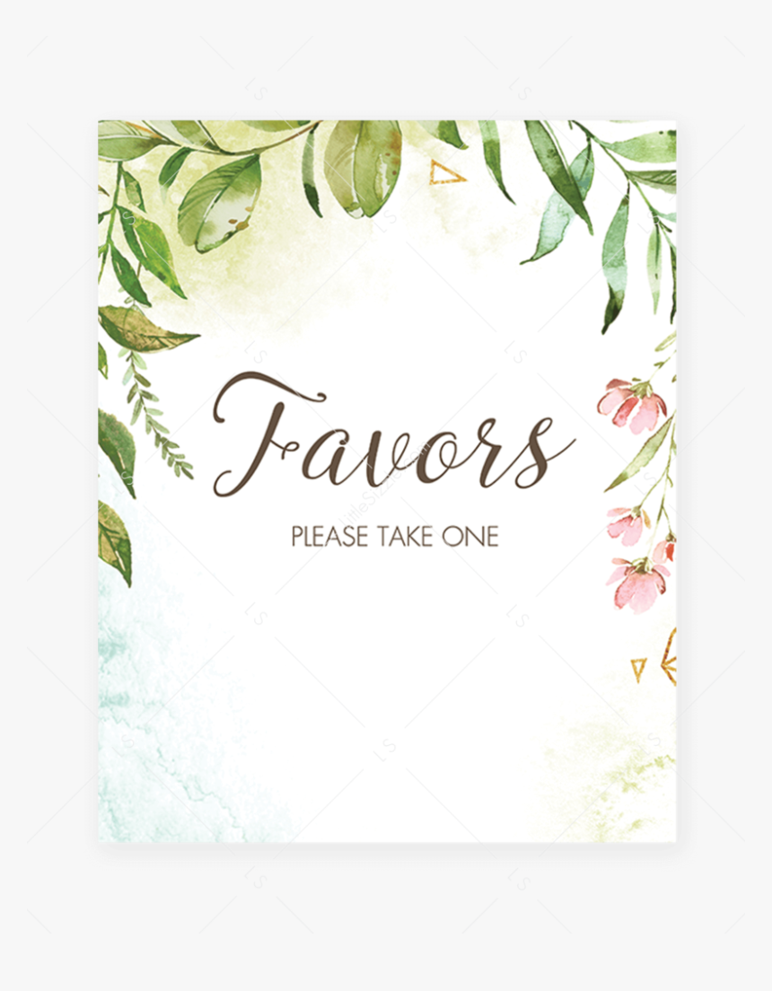 Printable Favors Please Take One Sign Watercolor Leaves - Favors Sign Free Printable, HD Png Download, Free Download