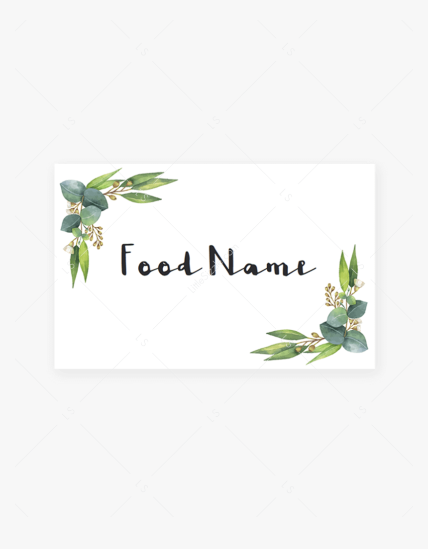 Transparent Watercolor Greenery Png - Boho Chic Greenery Food Card, Png Download, Free Download