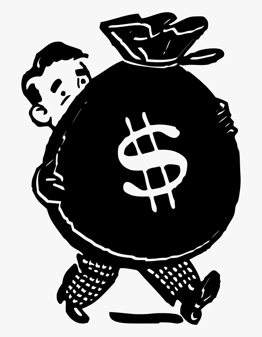 Man carrying sales money bag