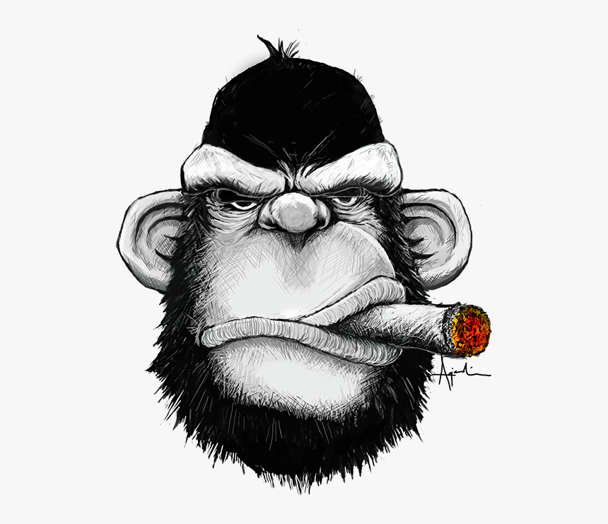 Collection Of Drawing - Monkey Cigar, HD Png Download, Free Download