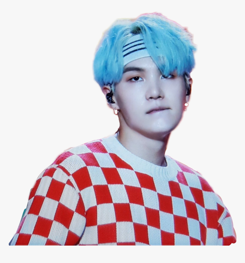 Bts Suga Yoongi Minyoongi Dna Loveyourself Bluehair - Suga With Blue Hair, HD Png Download, Free Download