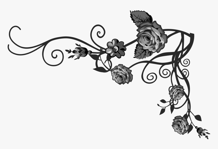 Vine Clipart Black Rose , Png Download - Vines Black And White Clipart, Transparent Png, Free Download