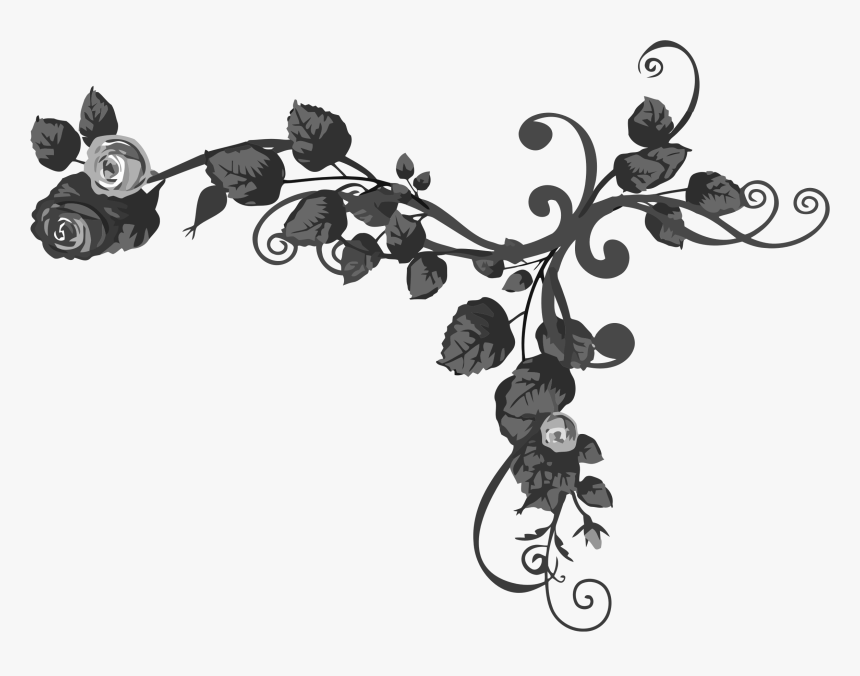 Rose Floral Flourish Icons Png Free And - Rose Transparent Leaf Black And White, Png Download, Free Download