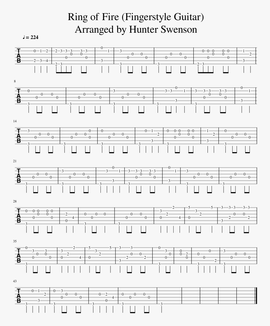 Ring Of Fire Fingerstyle Guitar Tabs, HD Png Download, Free Download