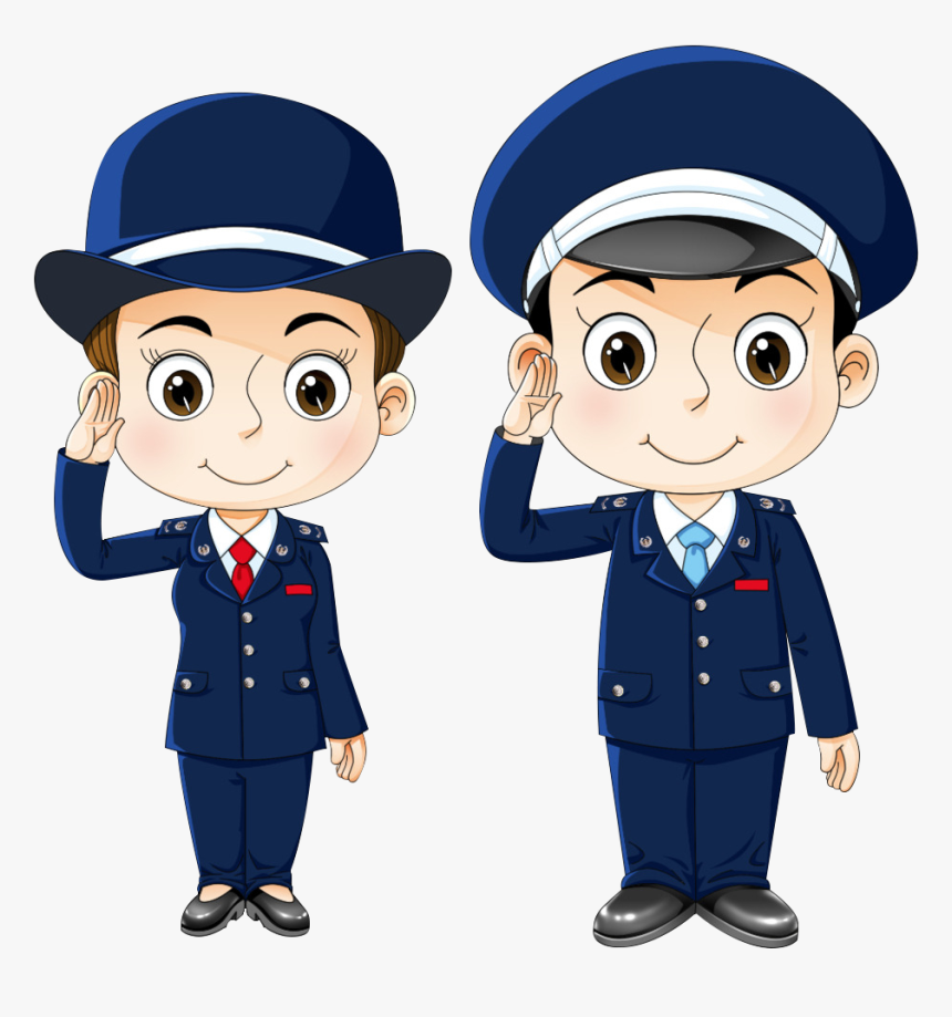 Public Security Police Officer Cartoon Free Download - Policeman And Policewoman Clipart, HD Png Download, Free Download