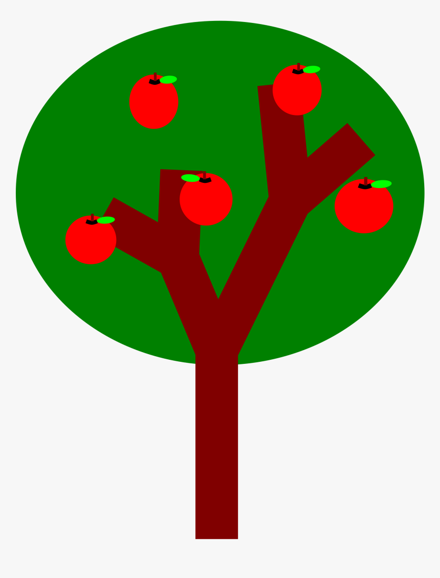 A Tree With Apples Clip Arts - Tree With 5 Apples Clipart, HD Png Download, Free Download