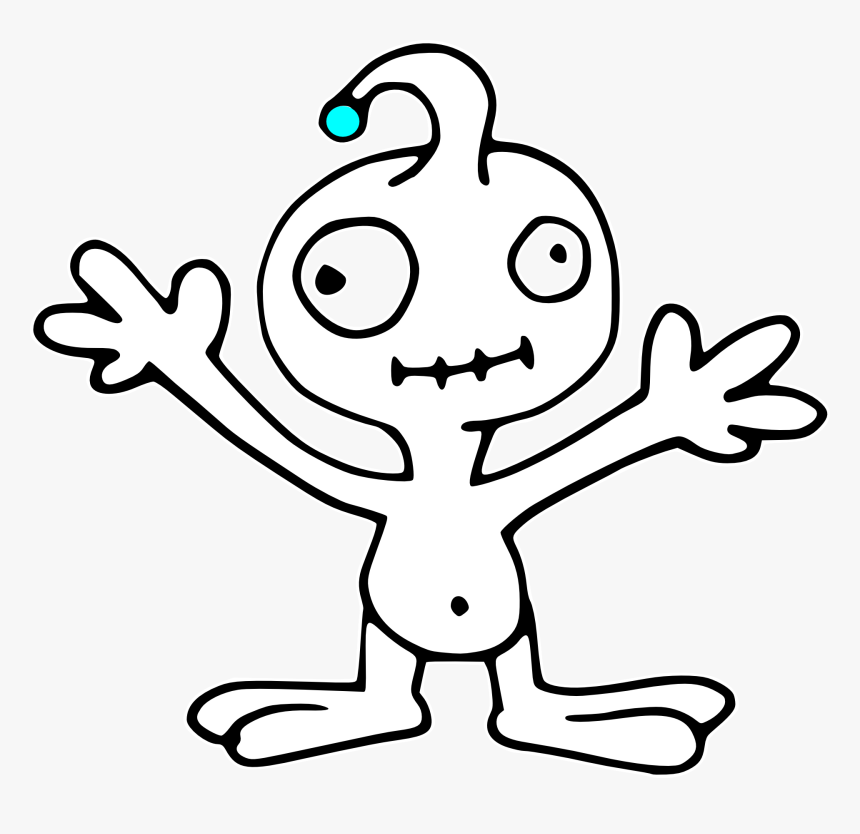 Alien Drawing Outline For Free Download - Alien Clipart Black And White, HD Png Download, Free Download