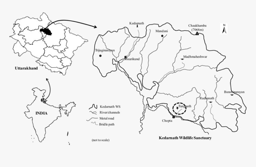 Location Map Of Kedarnath Temple, HD Png Download, Free Download