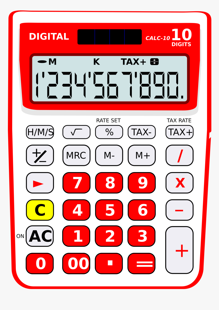 Calculator 10 Digits Solar Clip Arts - Vintage Casio Calculator, HD Png Download, Free Download
