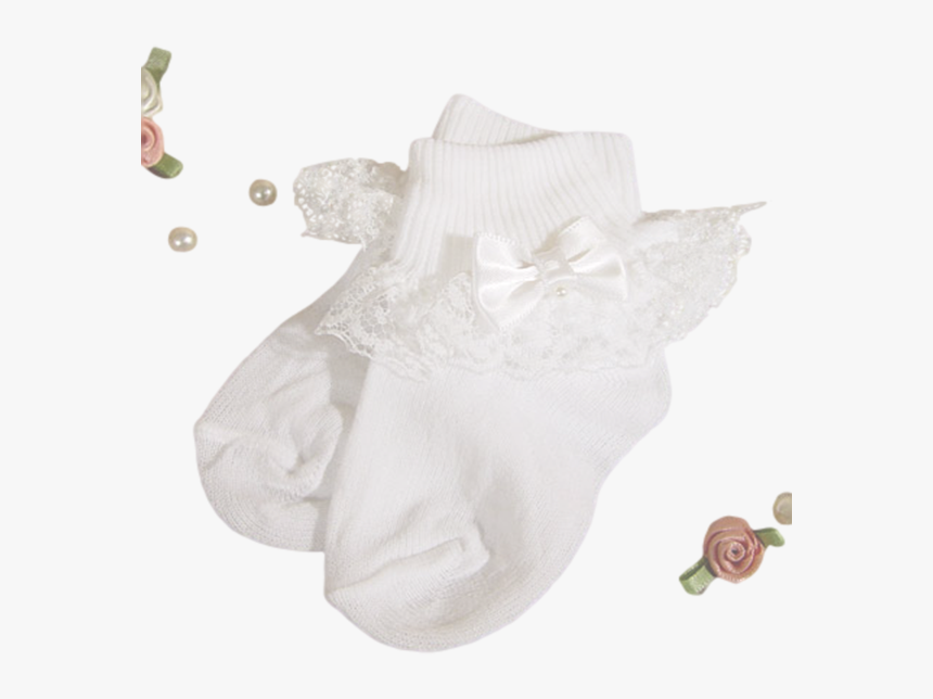 Lace, Satin & Pearls White Nylon Dress Socks Baby Girls - Socks With Lace, HD Png Download, Free Download