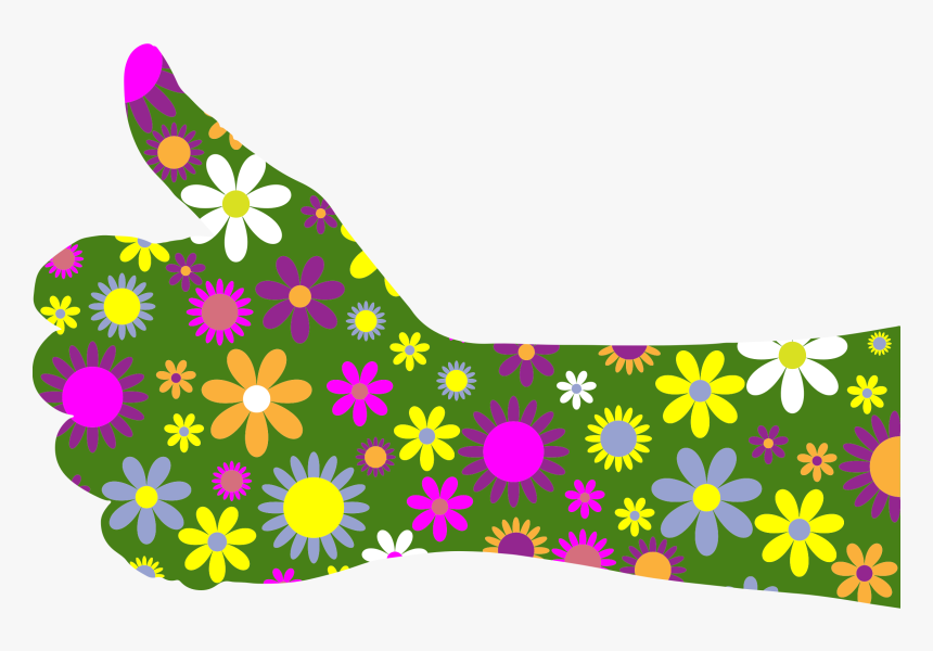 Retro Floral Thumbs Up Arm Clip Arts - Flowers And Thumbs Up, HD Png Download, Free Download