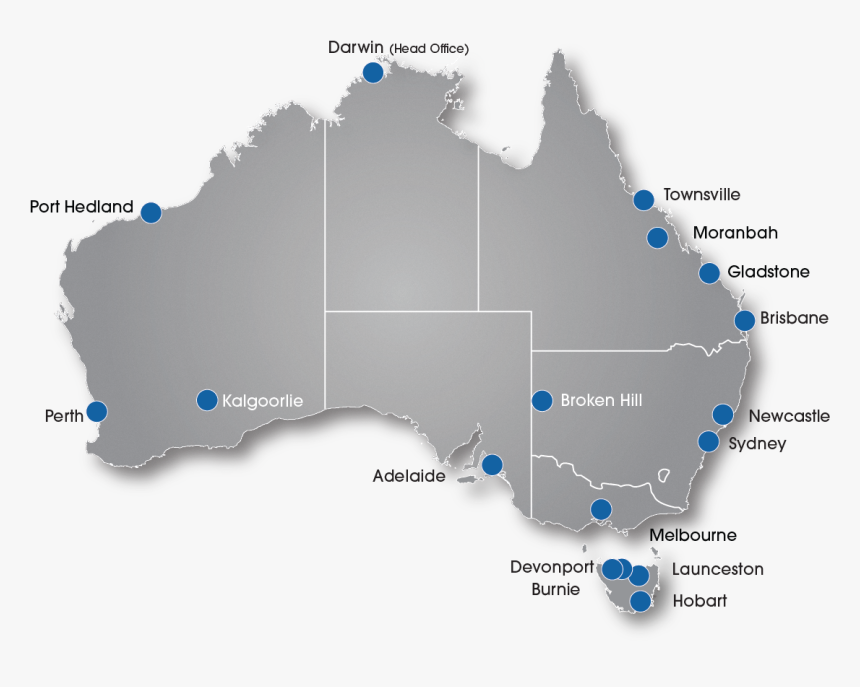 Map Of Australia With City Pin Points - Australia Map, HD Png Download, Free Download