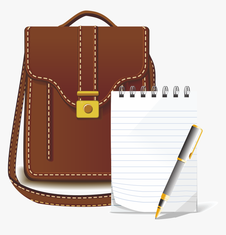 Bag And Notes Clip Arts - Maletin De Cuero Para Hombre Arquitecto, HD Png Download, Free Download