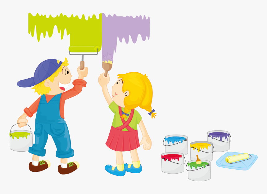 Illustration Painted Children Transprent - Kids Painting Clipart, HD Png Download, Free Download