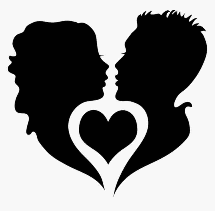 Black Silhouette Silhouettes Couples Couple Hearts - Boy And Girl Love Logo, HD Png Download, Free Download