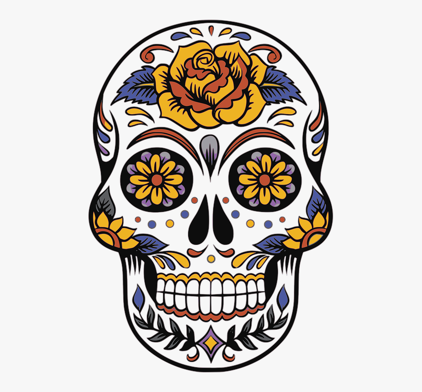 Skull, Day Of The Dead, Death, Mexican, Muertos - Sugar Skull Clipart, HD Png Download, Free Download