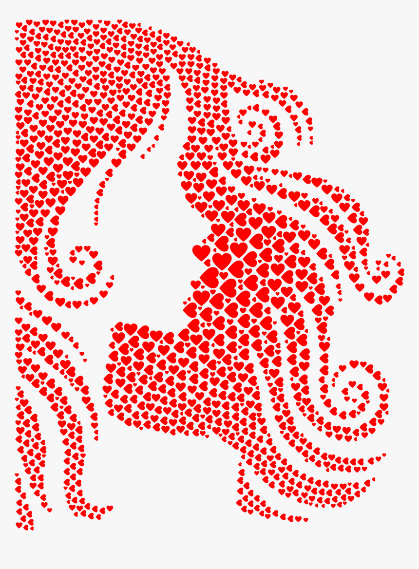 Female Hair Profile Silhouette Hearts Red Clip Arts - Daughters Week 2019 Dates, HD Png Download, Free Download