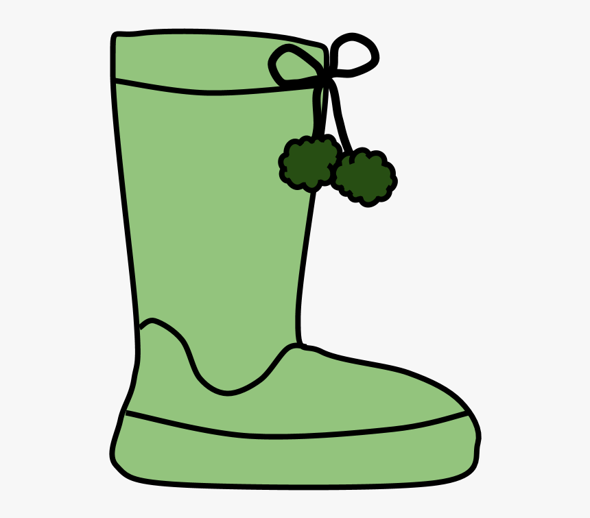 Boots, Pom-poms, Snow, Rain, Green - Boot, HD Png Download, Free Download