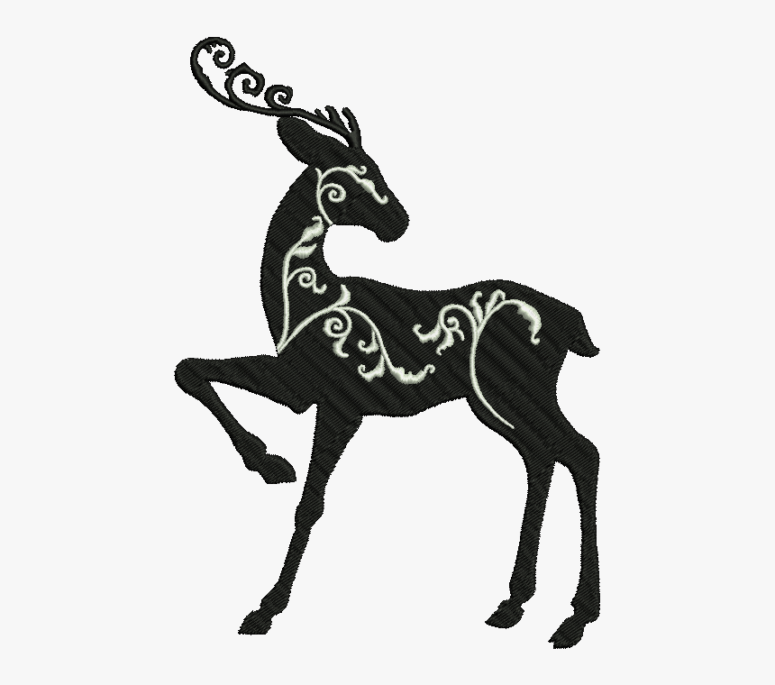 Filigree Reindeer Christmas Silhouette - Reindeer Clipart Christmas Silhouette, HD Png Download, Free Download