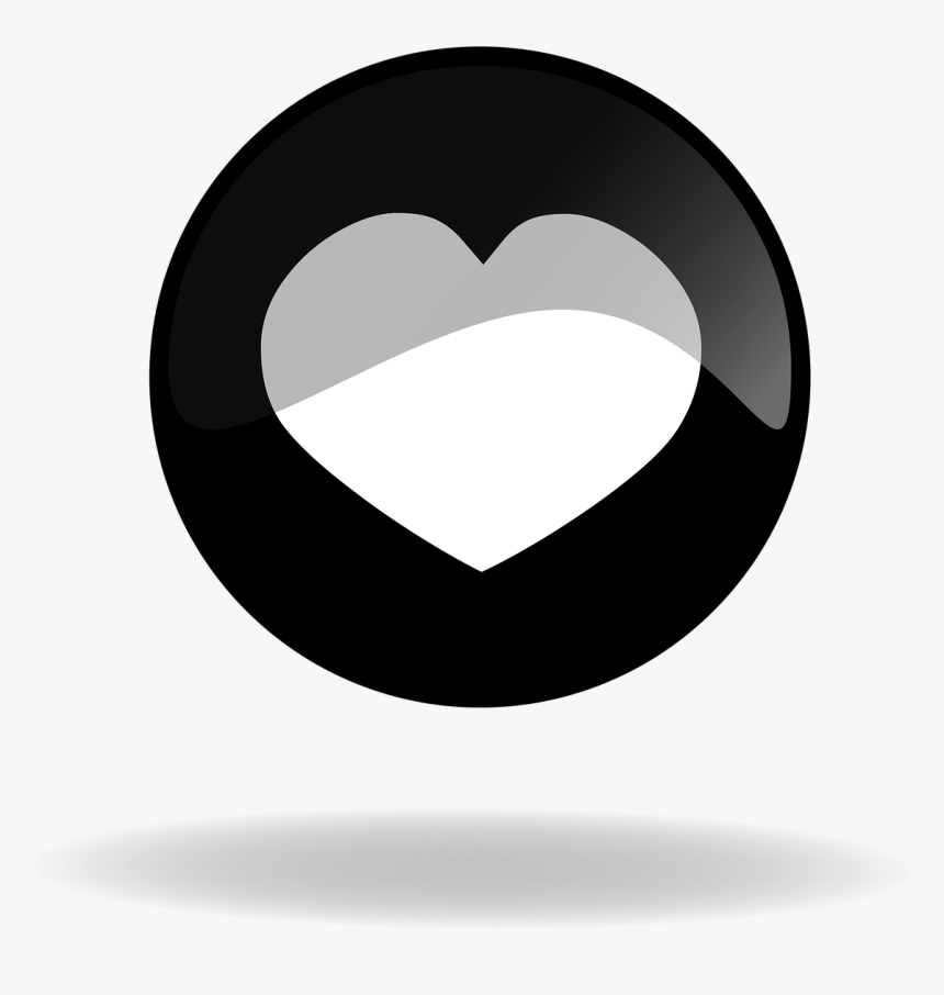 Black Button Button Heart Button Free Picture - หัวใจ สี ดำ ขาว, HD Png Download, Free Download