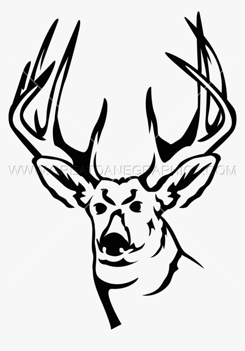 Deer Head Production Ready Artwork For T Shirt Printing - Black And ...