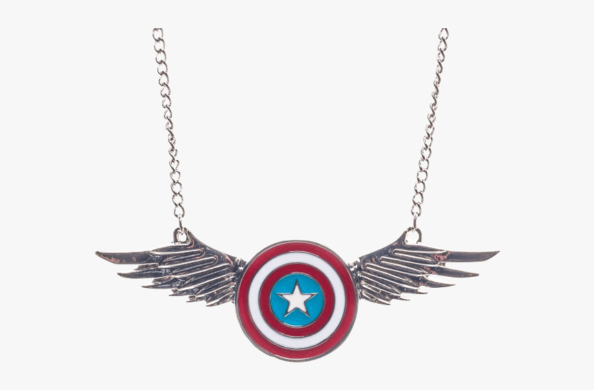Winged Captain America Shield Necklace - Captain America, HD Png Download, Free Download