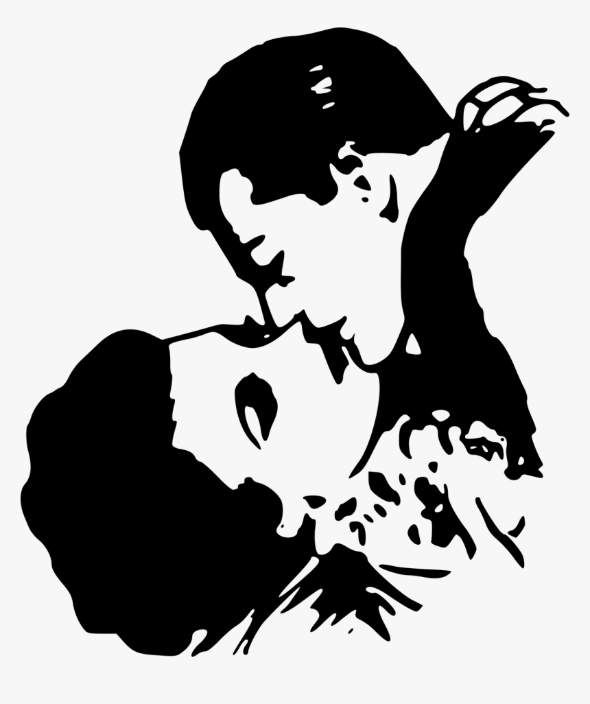 Clipart Black And White Of Kissing, HD Png Download, Free Download