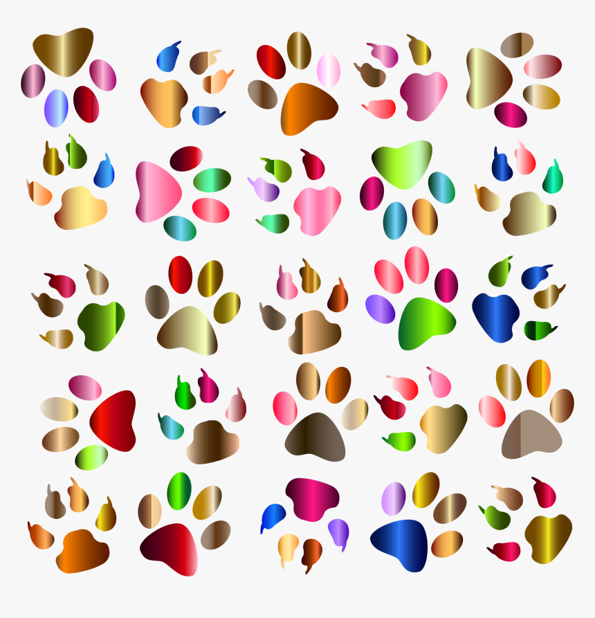 Colorful Paw Prints Pattern Background Reinvigorated - Free Dog Paw Background Clip Art, HD Png Download, Free Download