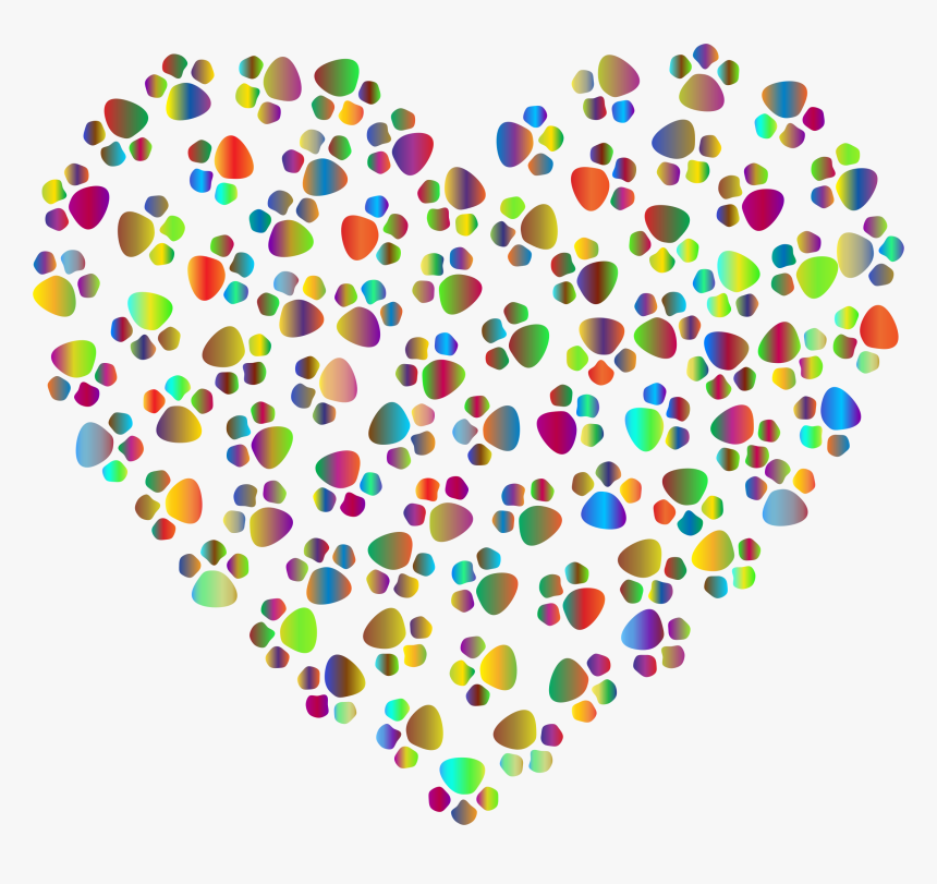 Prismatic Paw Prints Heart 4 Clip Arts - Paw Print, HD Png Download, Free Download