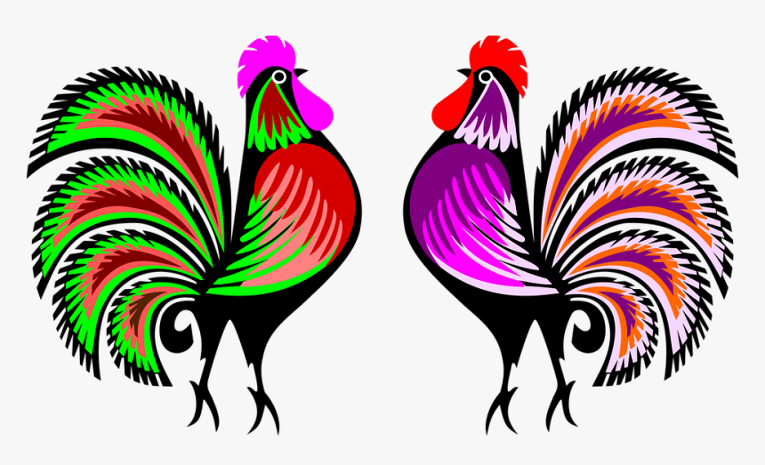 Cut-out, Roosters, Colorful Roosters - Ludowa Lista Przebojów Radio Koszalin, HD Png Download, Free Download