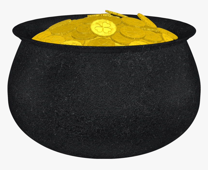 Pot Of Gold With Shamrock And Gold Coins Png Picture - Cartoon Black Pot Of Gold, Transparent Png, Free Download
