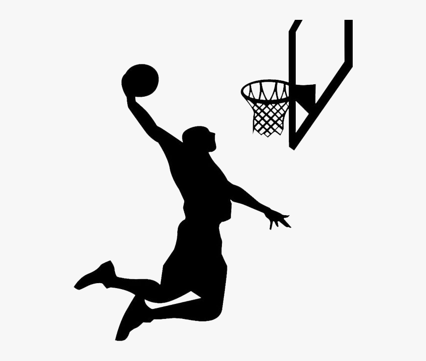 Wall Decal Basketball Player Slam Dunk Sport - Silhouette Basketball Player Png, Transparent Png, Free Download