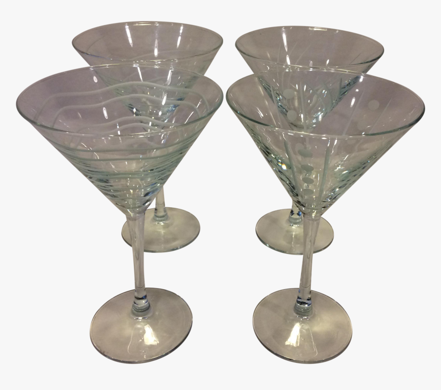 Vintage Etched Crystal Martini Glasses - Martini Glass, HD Png Download, Free Download