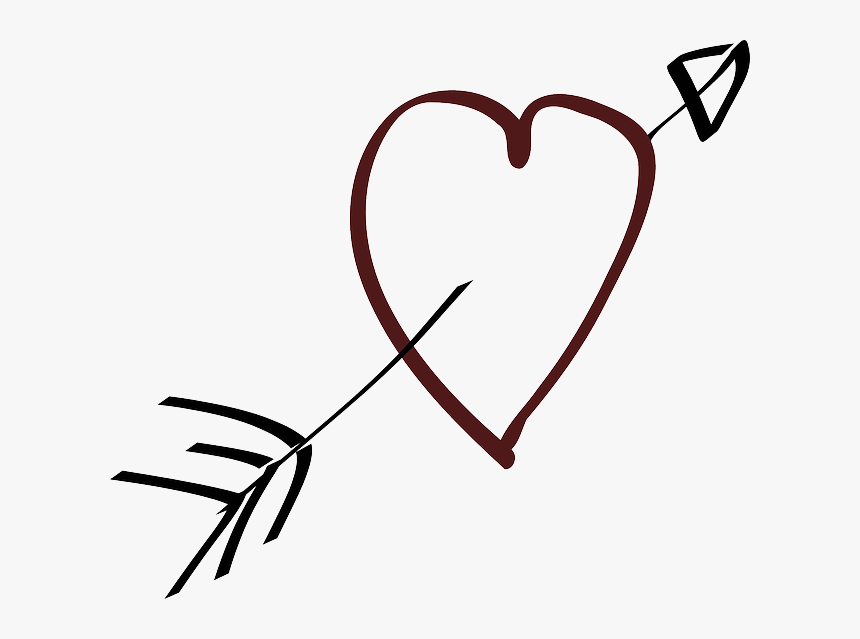 Love, Heart, Arrow, Stylistic, Hand Drawn - Heart With Arrow Clipart, HD Png Download, Free Download