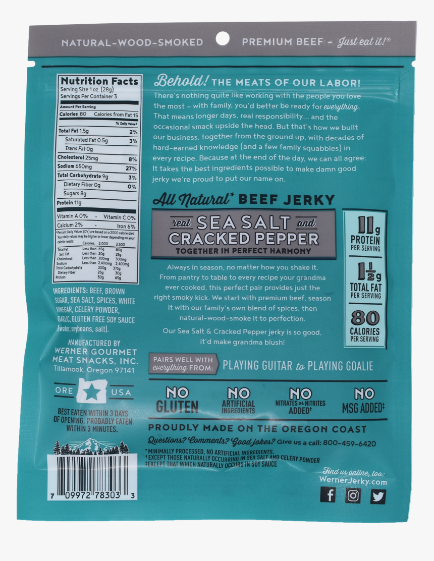 All Natural Sea Salt & Cracked Pepper Beef Jerky"
 - Paper, HD Png Download, Free Download