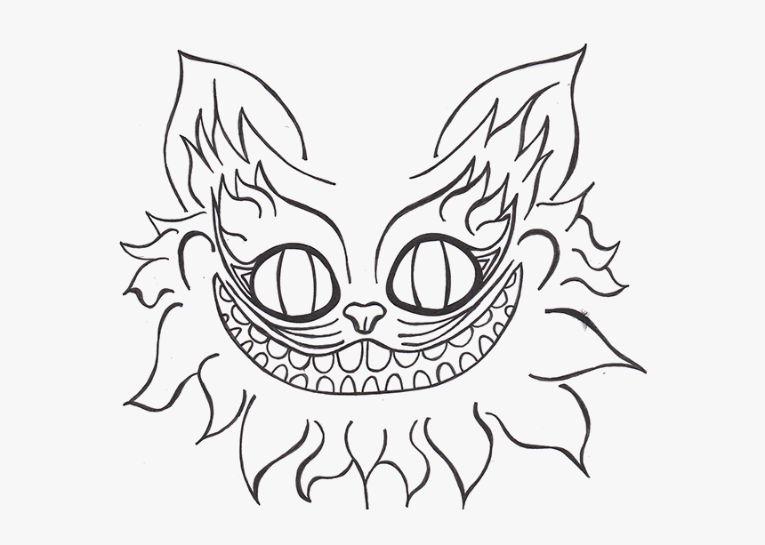 Clip Art Cheshire Cat Black And White Drawing - Art Draw Alice In Wonderland, HD Png Download, Free Download