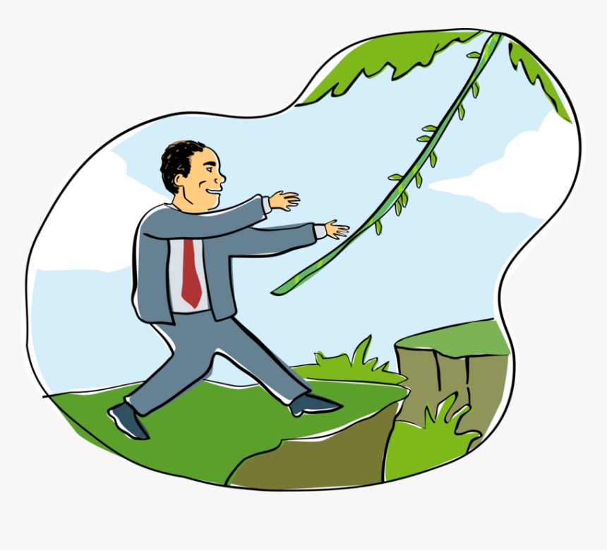 Vector Illustration Of Businessman Grabs Vine In Jungle - Cartoon, HD Png Download, Free Download