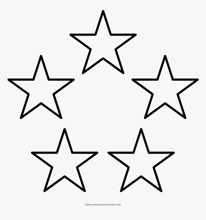 Five Stars Coloring Page - Stars Template, HD Png Download, Free Download