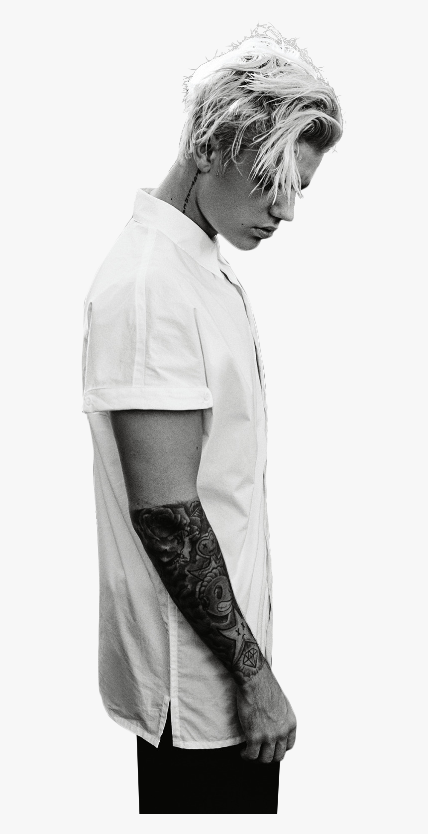 Justin Bieber Black And White Png Image - Ed Sheeran Justin Bieber Spotify, Transparent Png, Free Download