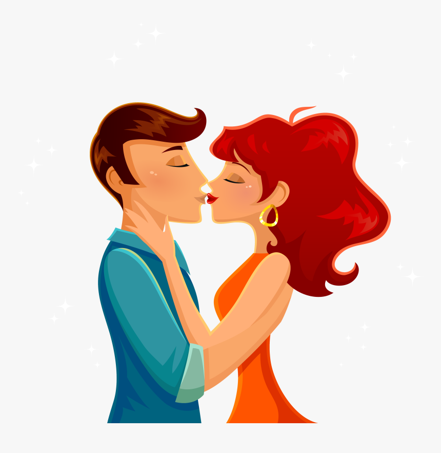 Clip Art Cartoon Romance Illustration Kissing - Couple Kiss Cartoon Png, Transparent Png, Free Download