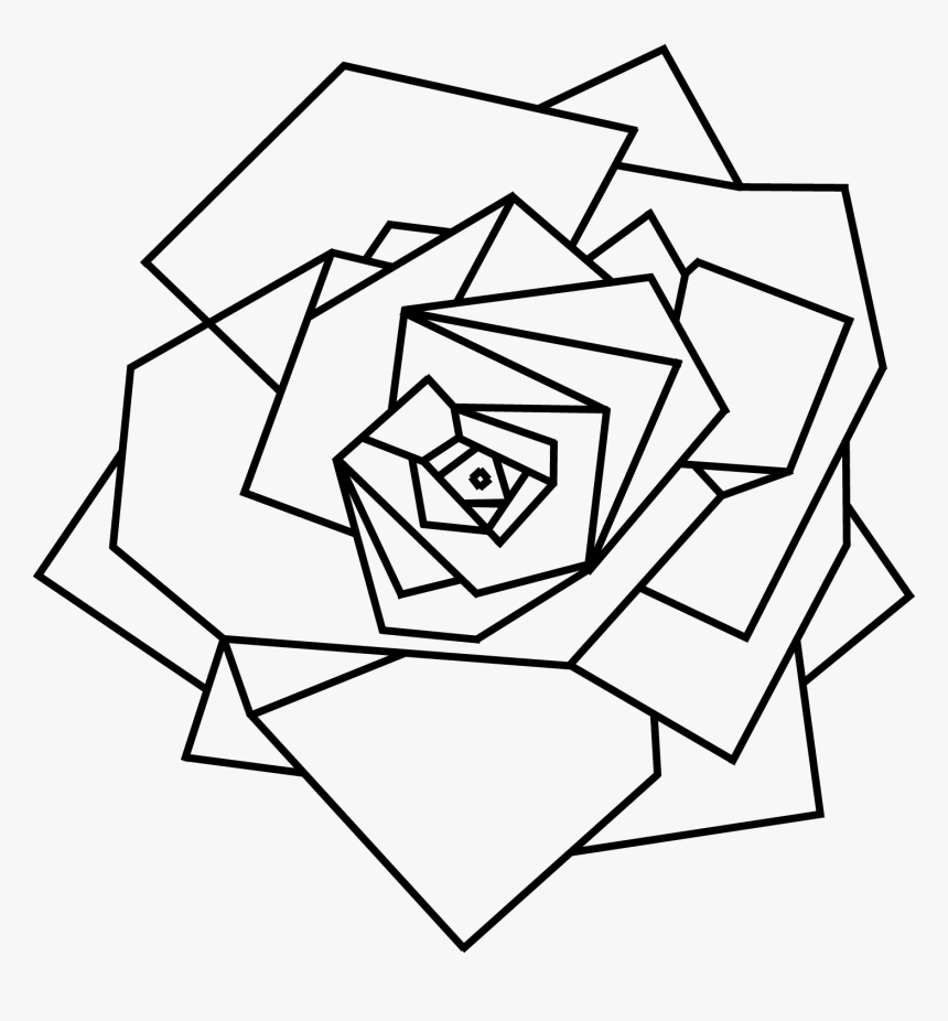 Transparent Geometric Shapes Clipart Black And White - Geometric Flower Line Art, HD Png Download, Free Download