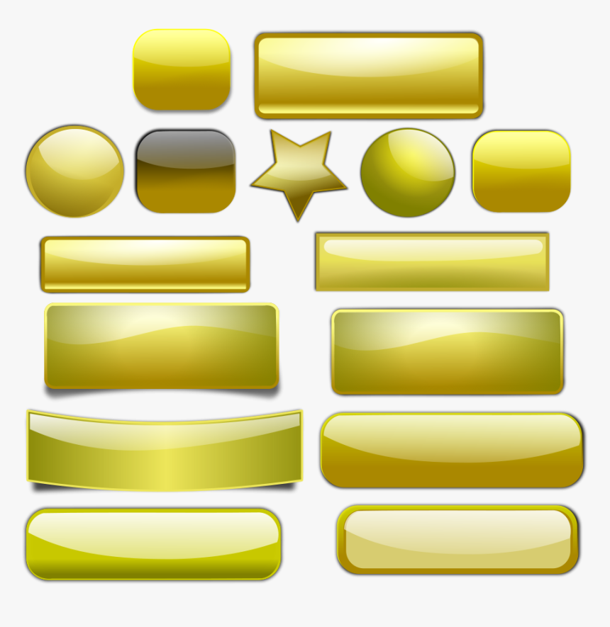 Golden Buttons Svg Clip Arts - 3d Web Buttons Png, Transparent Png, Free Download