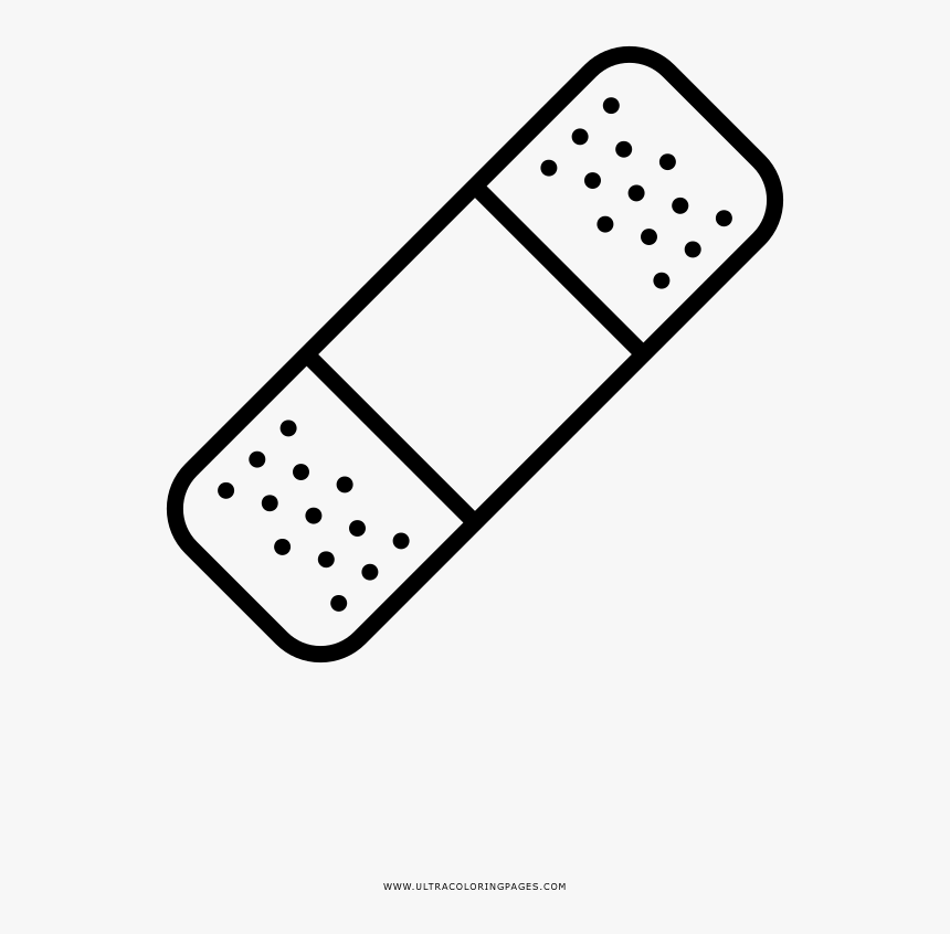 Band Aid Coloring Page - Bandaid Drawing, HD Png Download, Free Download