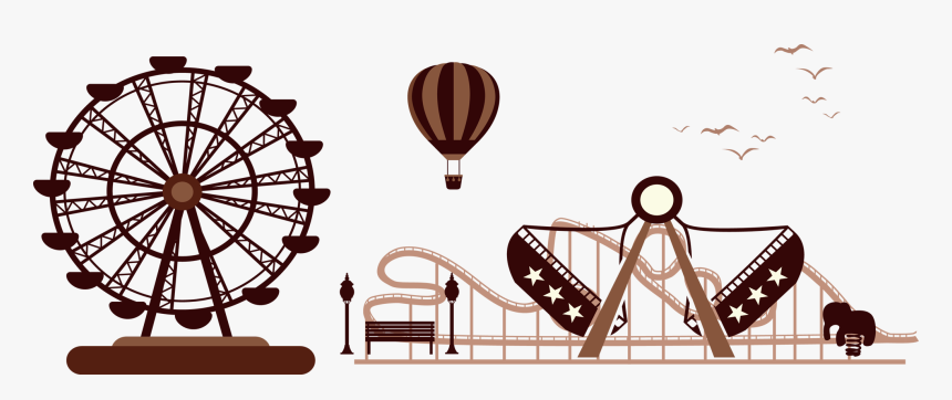 Amusement Park Silhouette Ferris Wheel - Ferris Wheel Silhouette Png, Transparent Png, Free Download