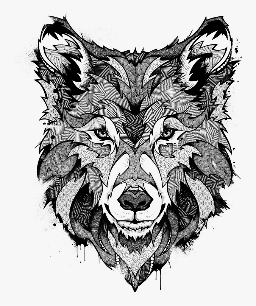 Transparent Wolf Face Png Wolf Black And White Tattoo Designs Png Download Kindpng