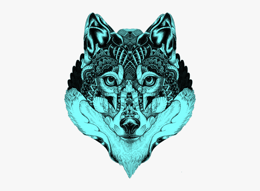 Blue Gray Tattoo Illustration Wolf Mandala Drawing - Disfigure Feeling Defeated, HD Png Download, Free Download