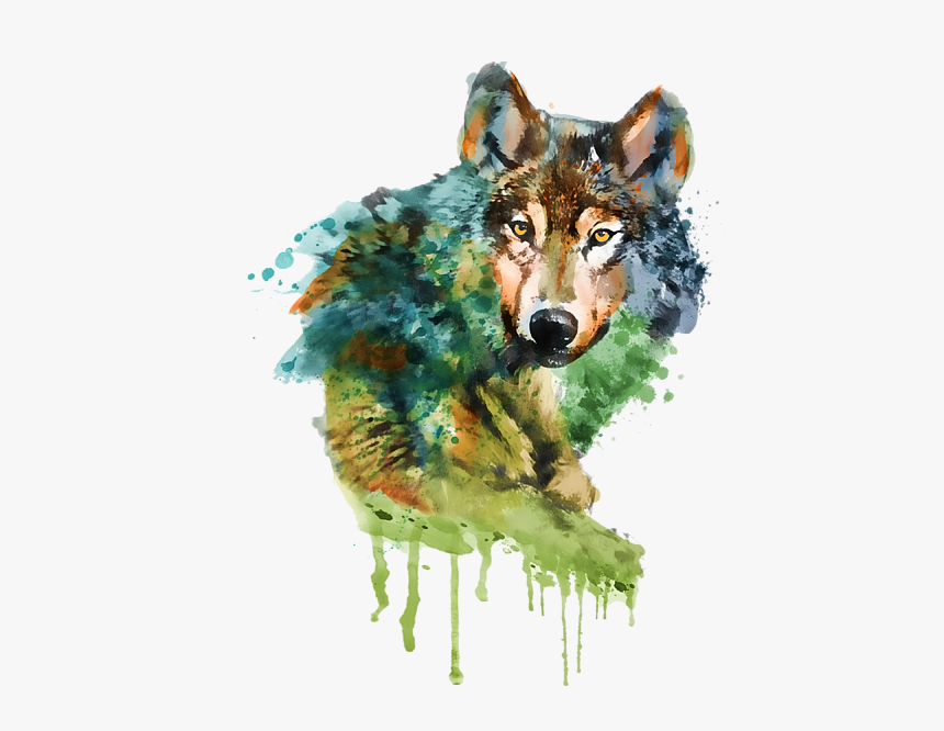 Watercolor Wolf Painting, HD Png Download, Free Download