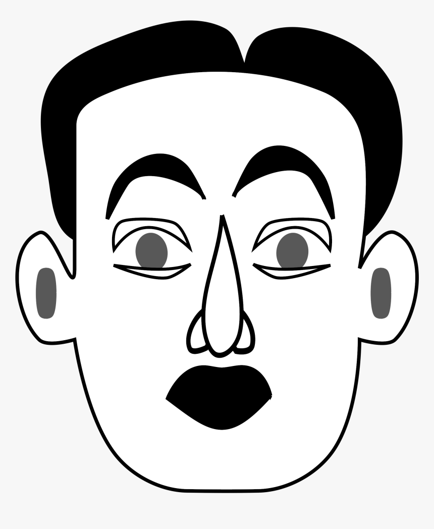 Surprised Clip Arts - Male Face Clip Art Black And White, HD Png Download, Free Download